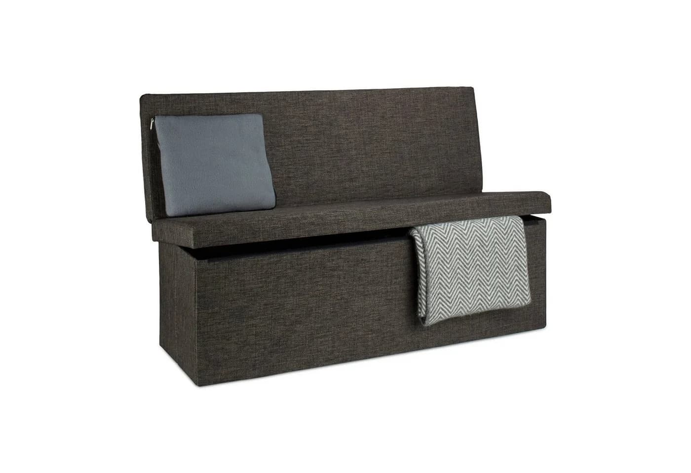 relaxdays Faltbarer Sitzhocker mit Lehne XL, braun - Bild 2