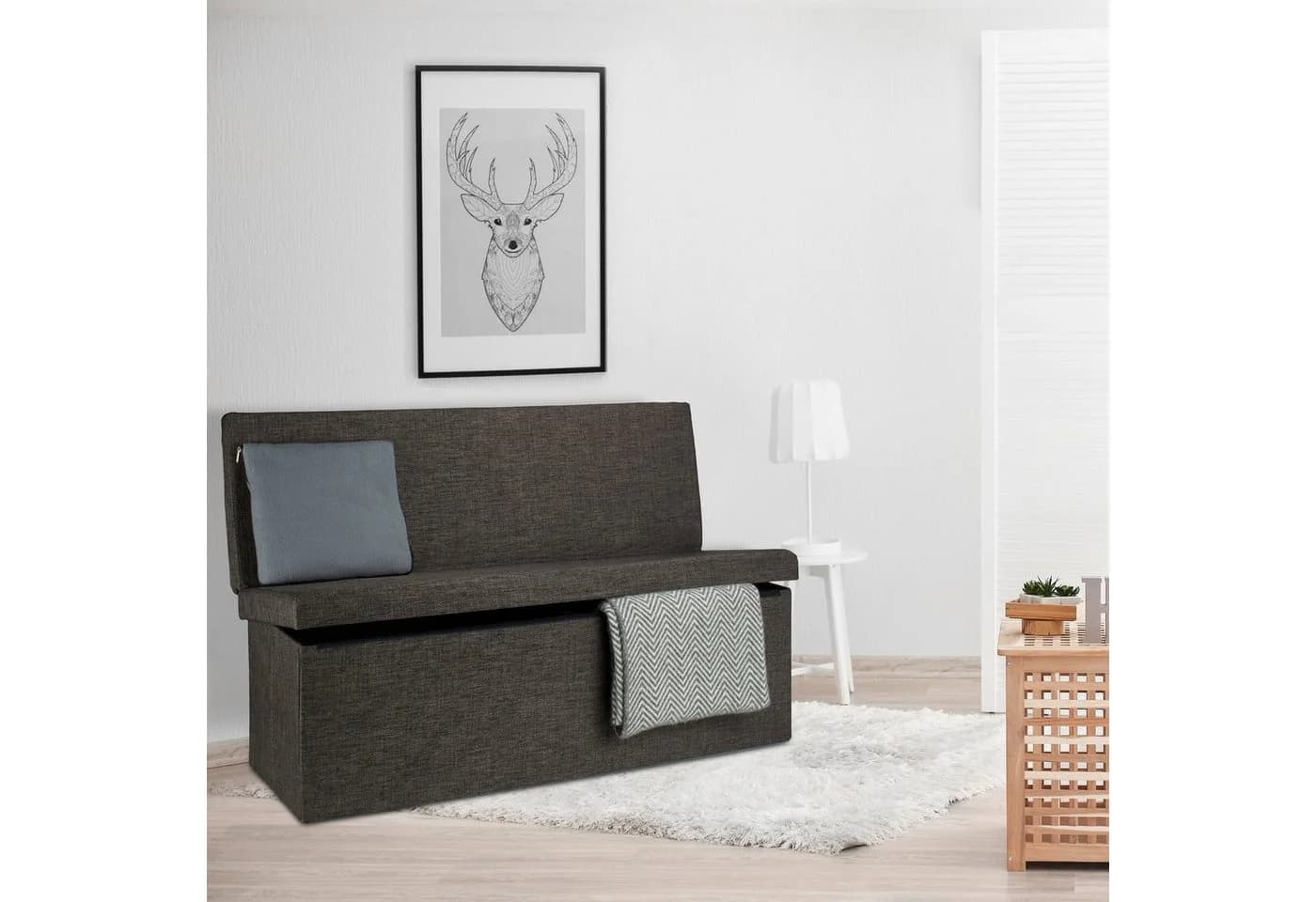 relaxdays Faltbarer Sitzhocker mit Lehne XL, braun - Bild 3
