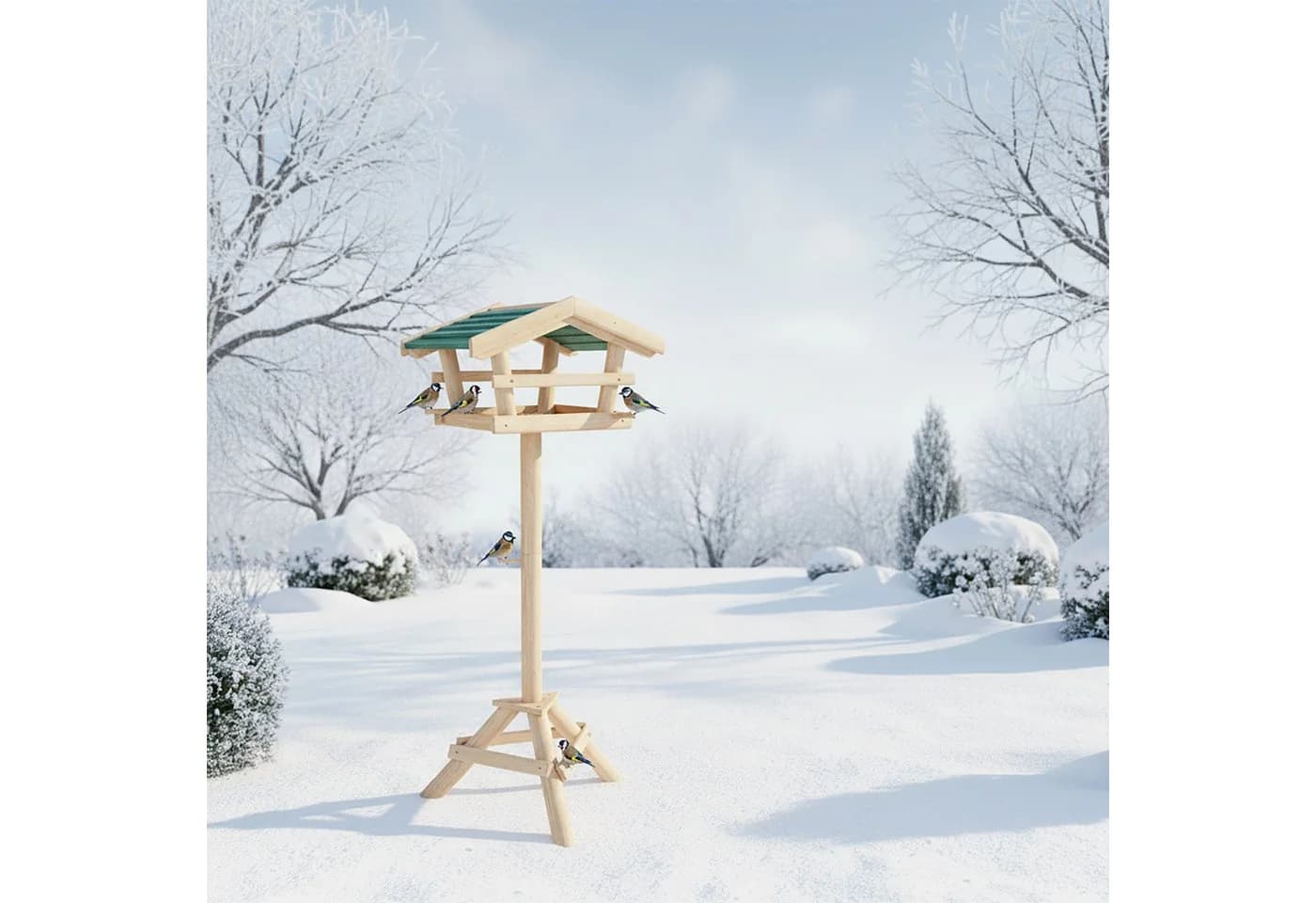 relaxdays Vogelhaus mit Ständer aus Tannenholz Grün/Braun - Bild 5