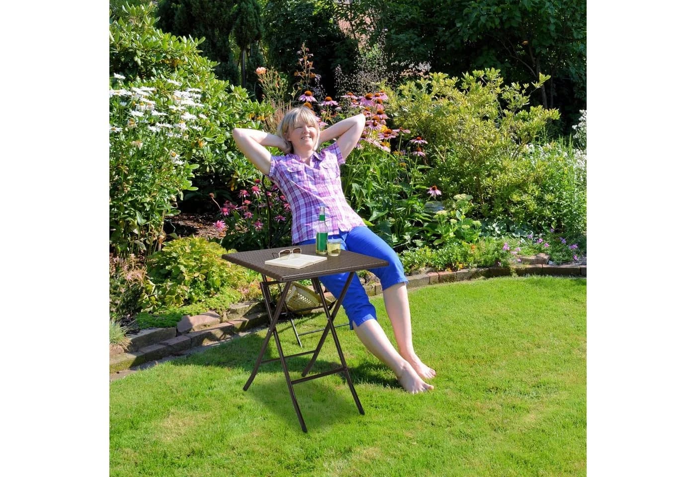 relaxdays Klapptisch Gartentisch BASTIAN Schwarz Klappbar Wetterfest - Bild 3