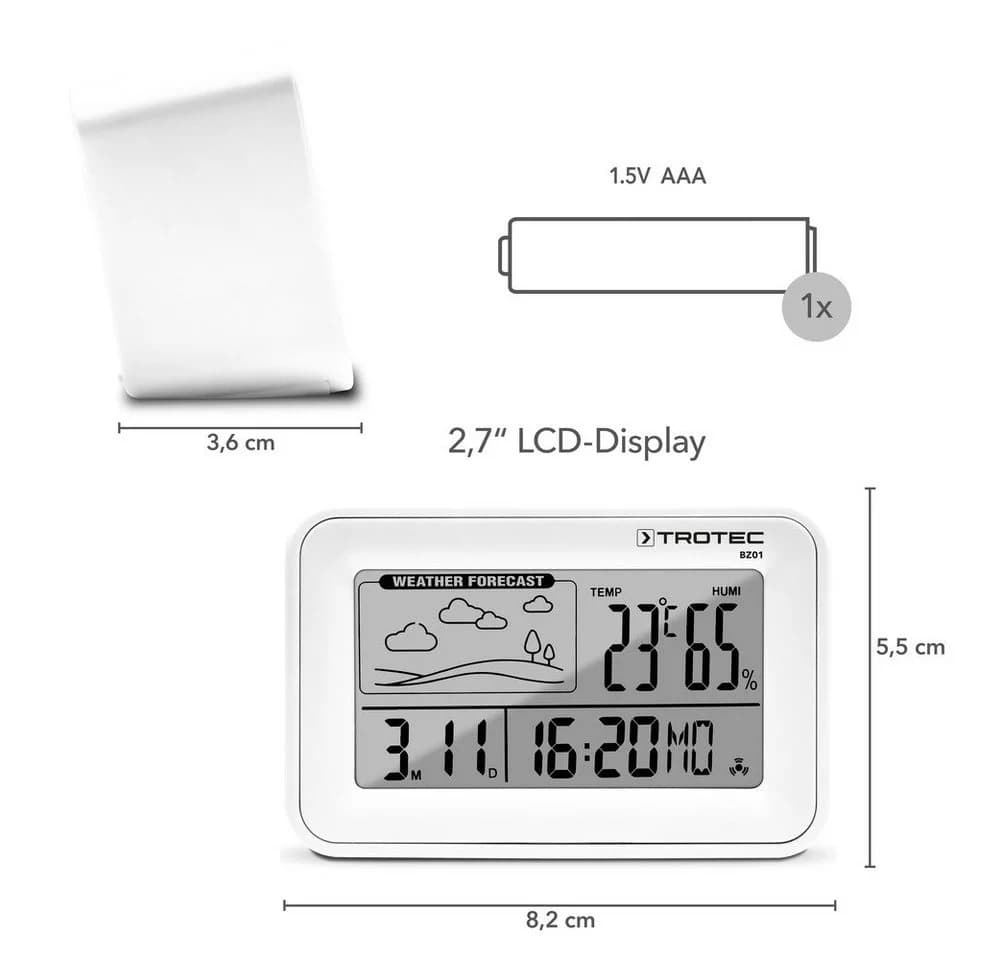 TROTEC Digital Wecker mit Wetterstation BZ01