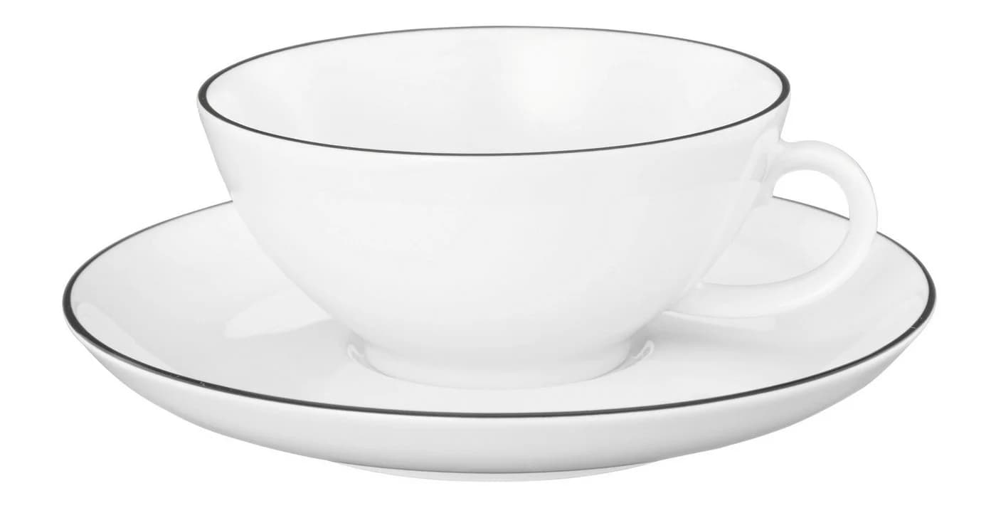Tasse SELTMANN WEIDEN Lido Black Line Schwarz-Weiß Porzellan