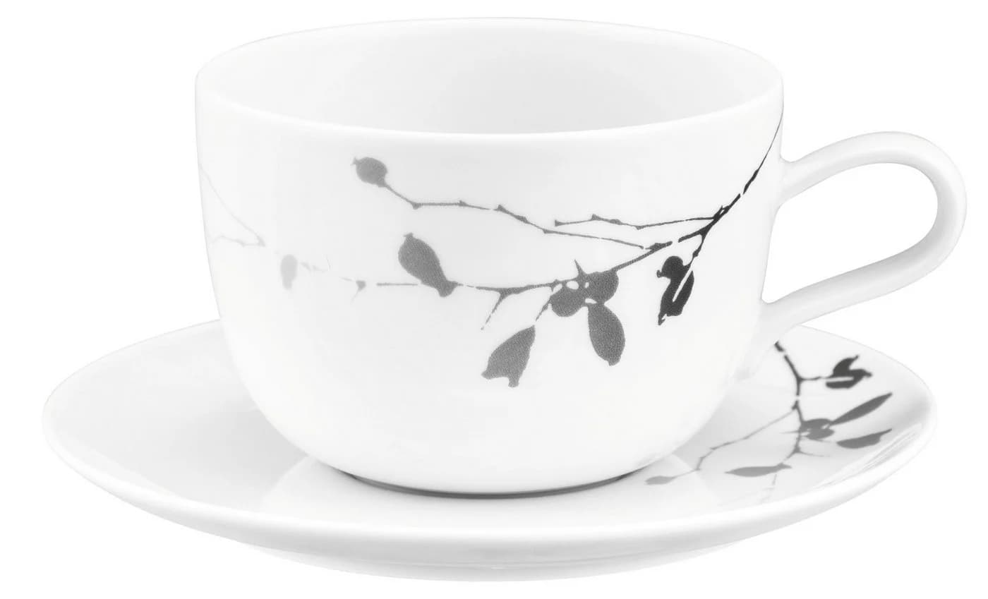 Seltmann Weiden Tasse Liberty Dark Rose Hip Schwarz-Weiß Porzellan