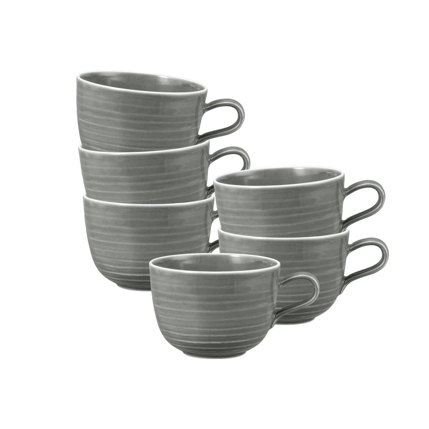 Seltmann Weiden Milchkaffeetasse Terra 400 ml 6er Set Perlgrau Porzellan