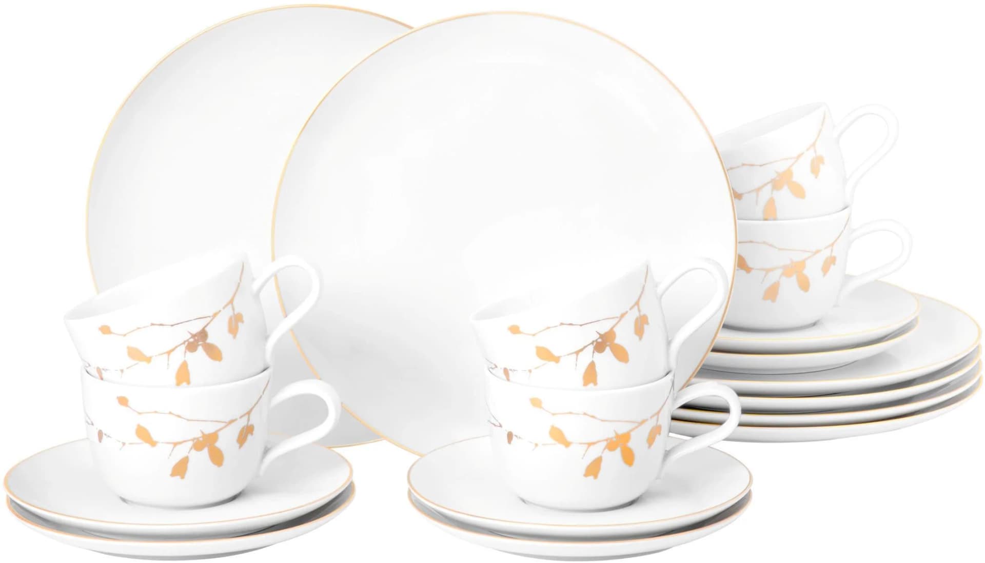 Seltmann Weiden Kaffeeservice 18-tlg. Liberty Golden Rose Hip Weiß/Gold