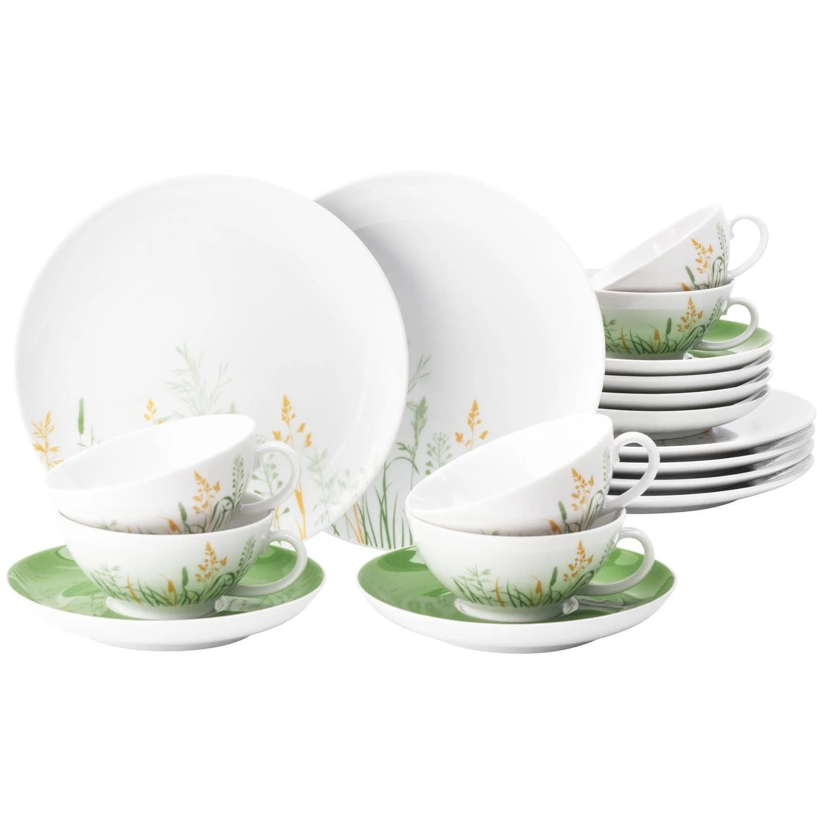 Seltmann Weiden Teeservice Liberty Meadow 18-tlg. Grün Weiß Porzellan
