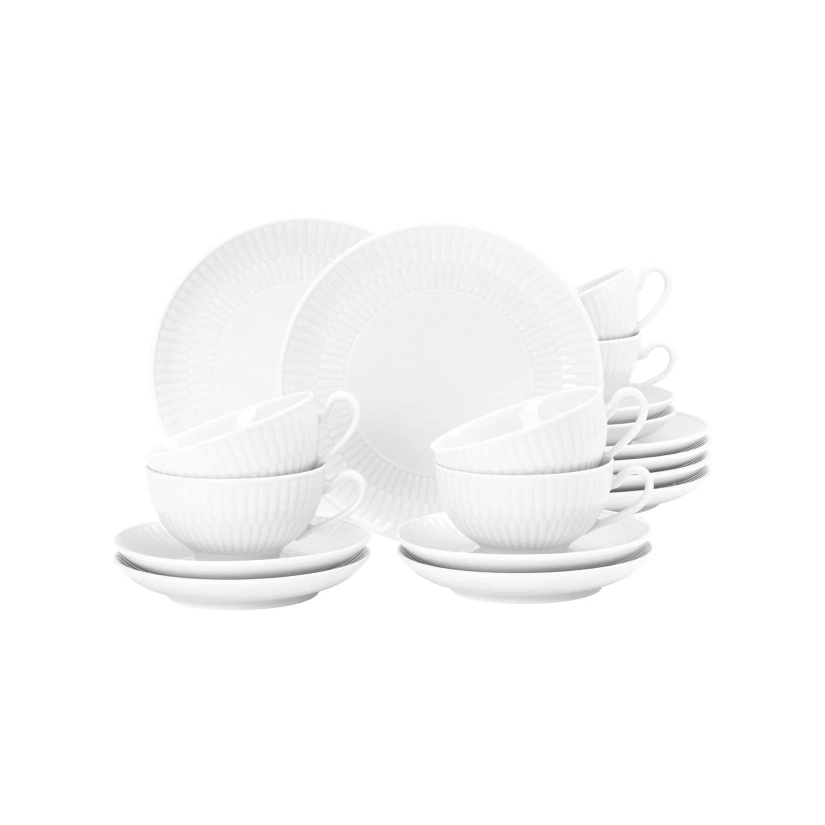 Teeservice Seltmann Weiden Amina 18 Teile Porzellan Geschirr-Set Weiß