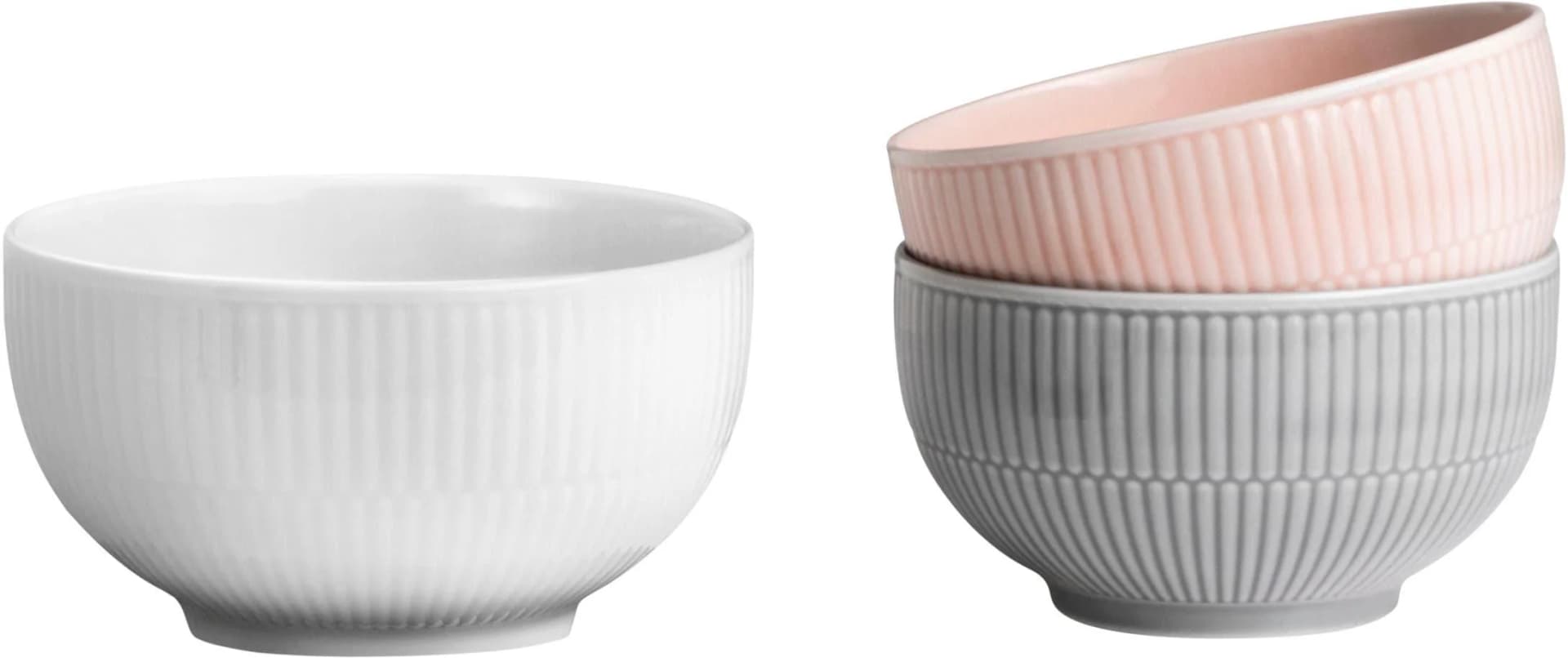 Müslischalen-Set AMINA Hartporzellan Grau/Rosa/Weiß