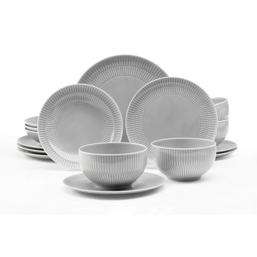 Seltmann Weiden Kombiservice Amina Hellgrau Keramik 16-teilig 980 ml