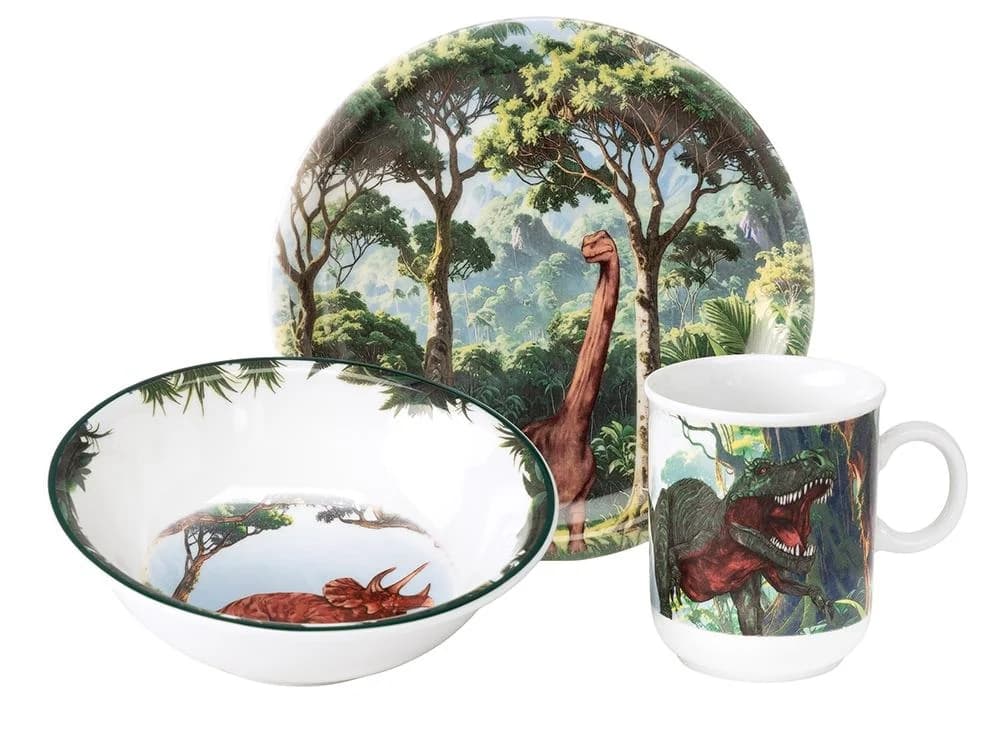 SELTMANN WEIDEN Kinder-Set 3-teilig Compact Dino Geschirr bunt Porzellan