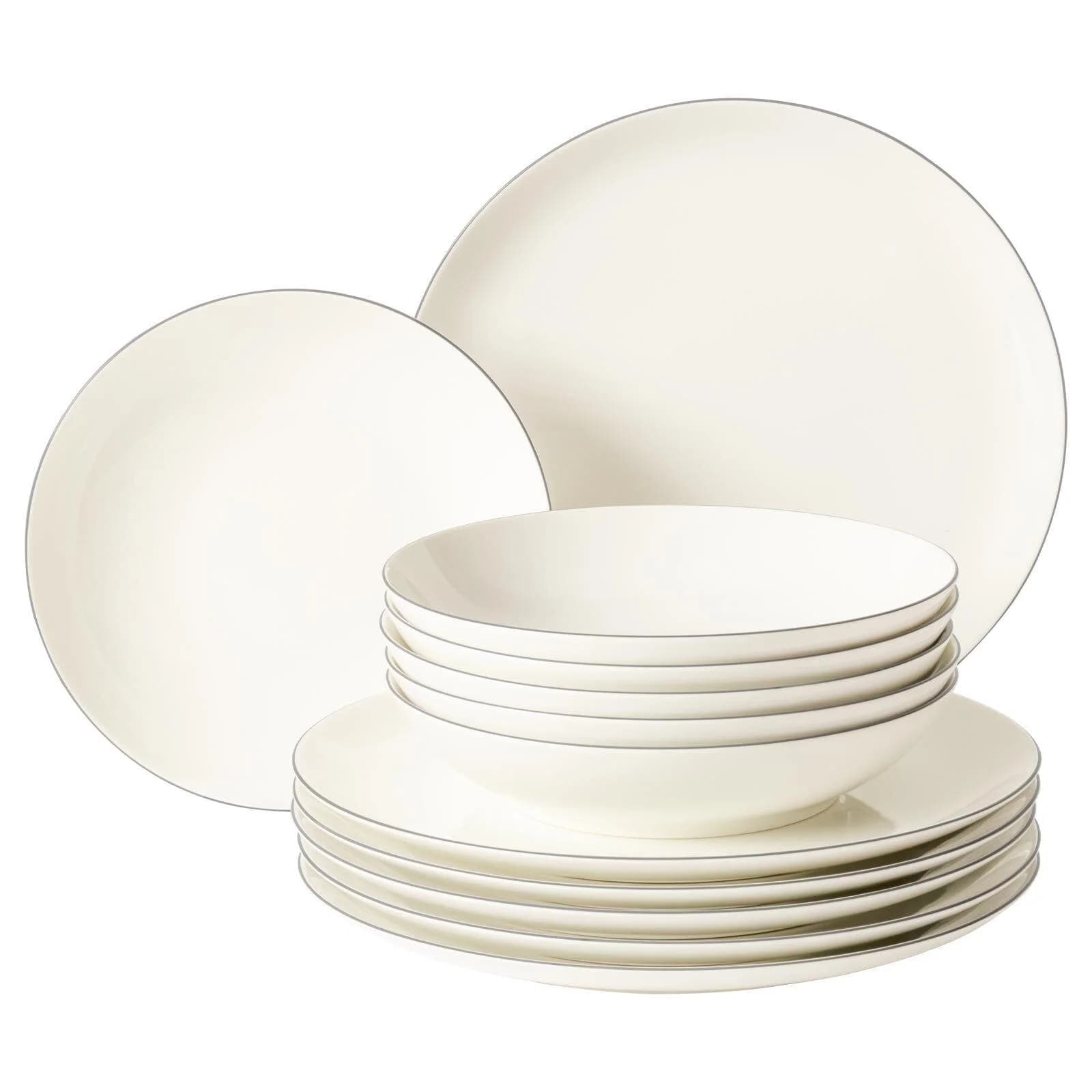 Geschirr-Set SELTMANN WEIDEN Savona Grey Line 12er Set creme