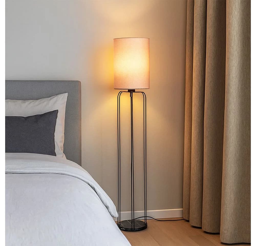 FISCHER & HONSEL Stehlampe Schwarz/Rosa Textil