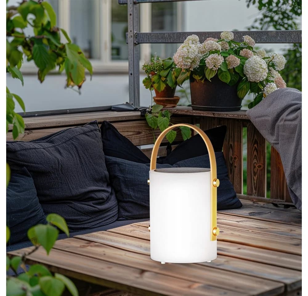 FISCHER & HONSEL Solar-Tischleuchte Bari Weiß RGB dimmbar Fernbedienung