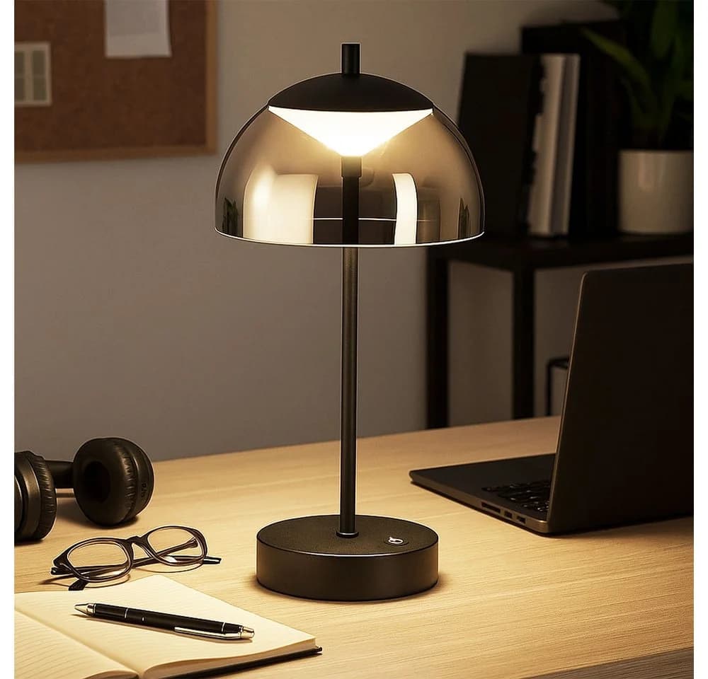 FISCHER & HONSEL LED Tischleuchte Schwarz Grau Touchdimmer Akku