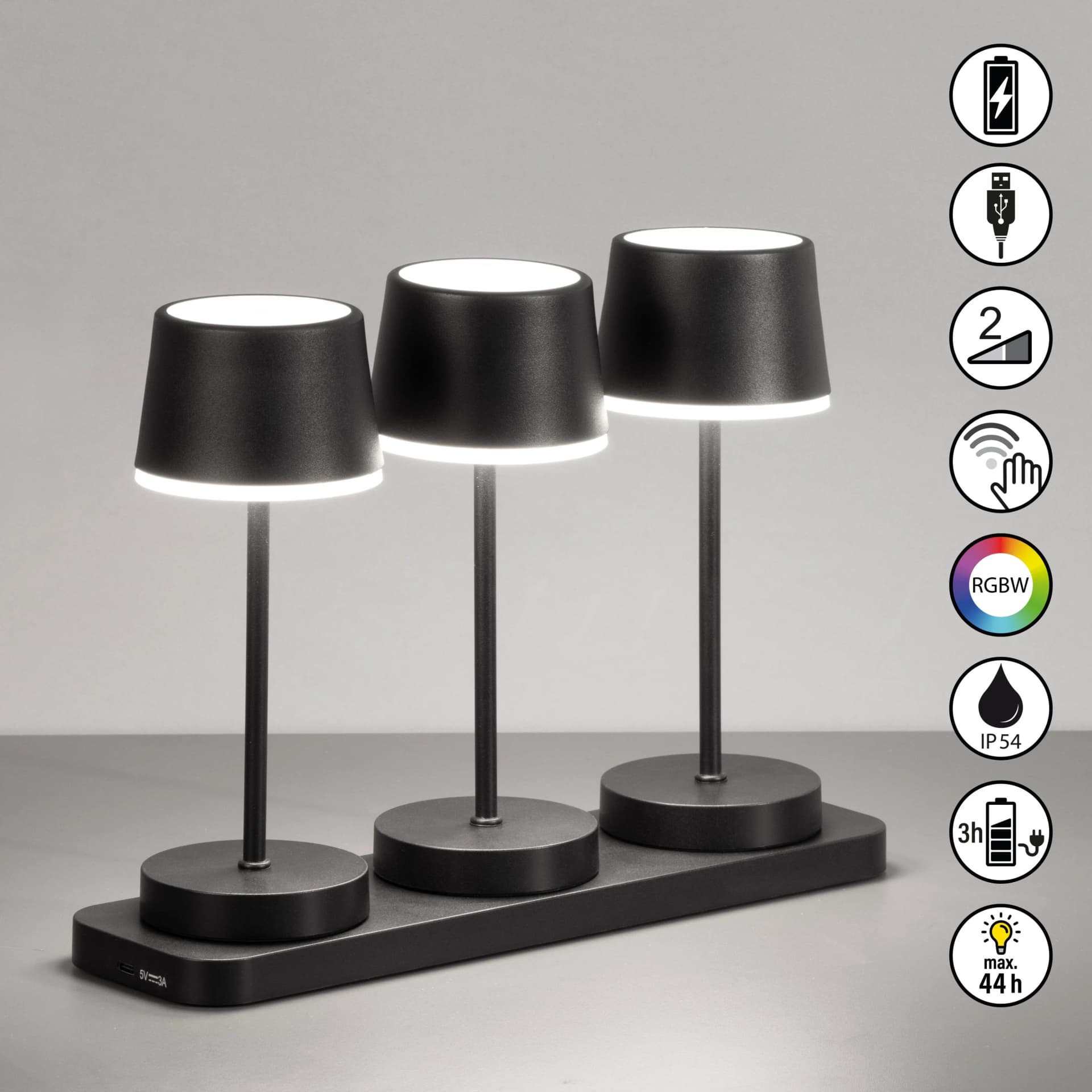 EASY BY FHL LED Tischleuchte Gardo 3er Set Sandschwarz
