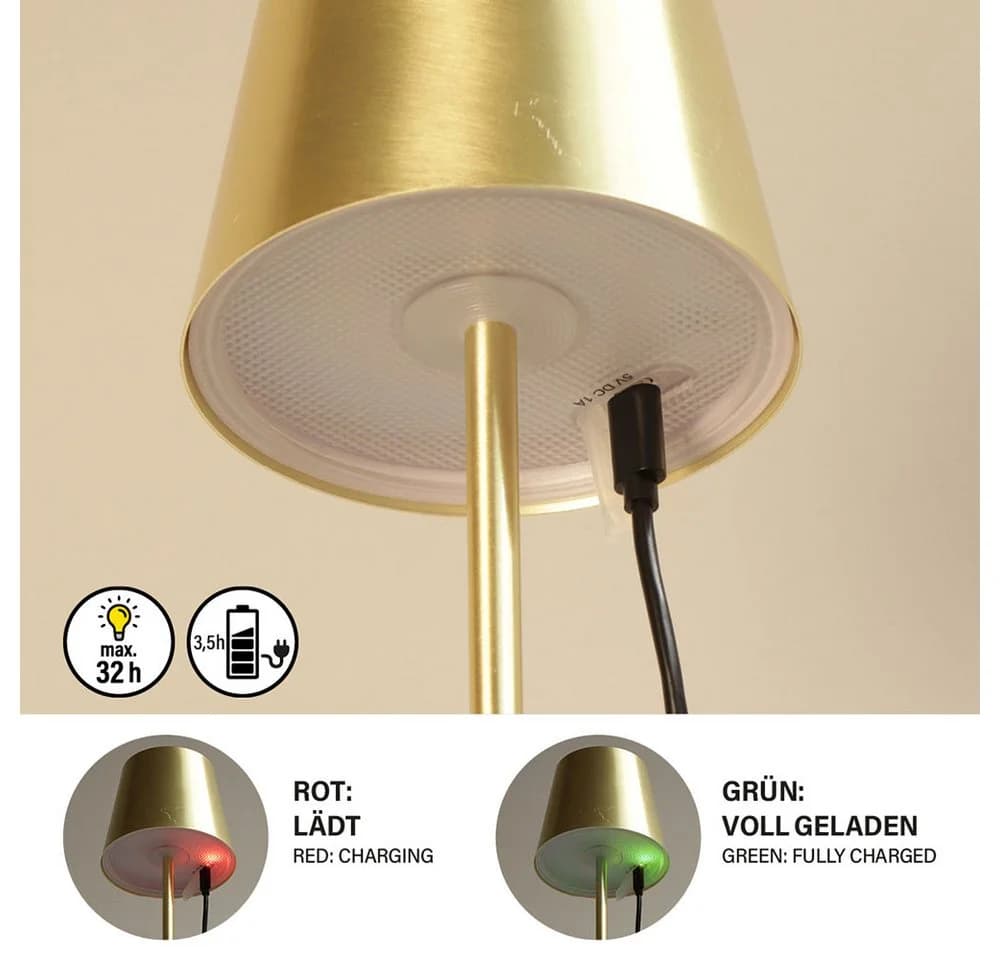 LED-Akku-Tischleuchte Viletto Messingfarben IP54 - Bild 5