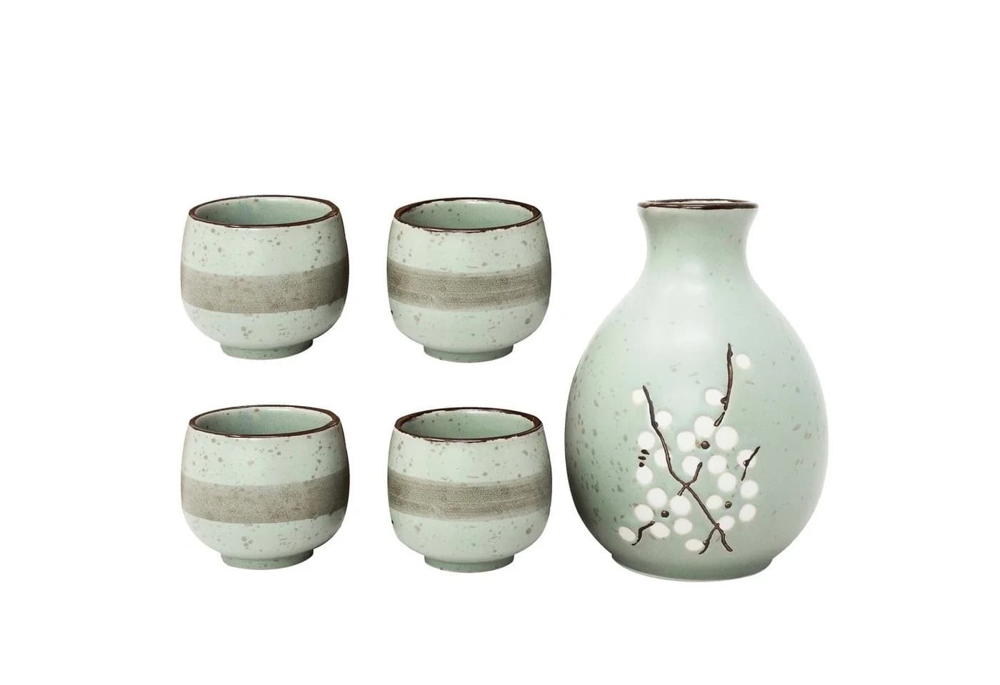MystiCalls Sake-Set 5-tlg. Japanisch Keramik Kirschblüte Blau - Bild 4