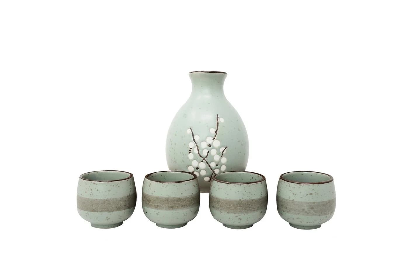 MystiCalls Sake-Set 5-tlg. Japanisch Keramik Kirschblüte Blau - Bild 5
