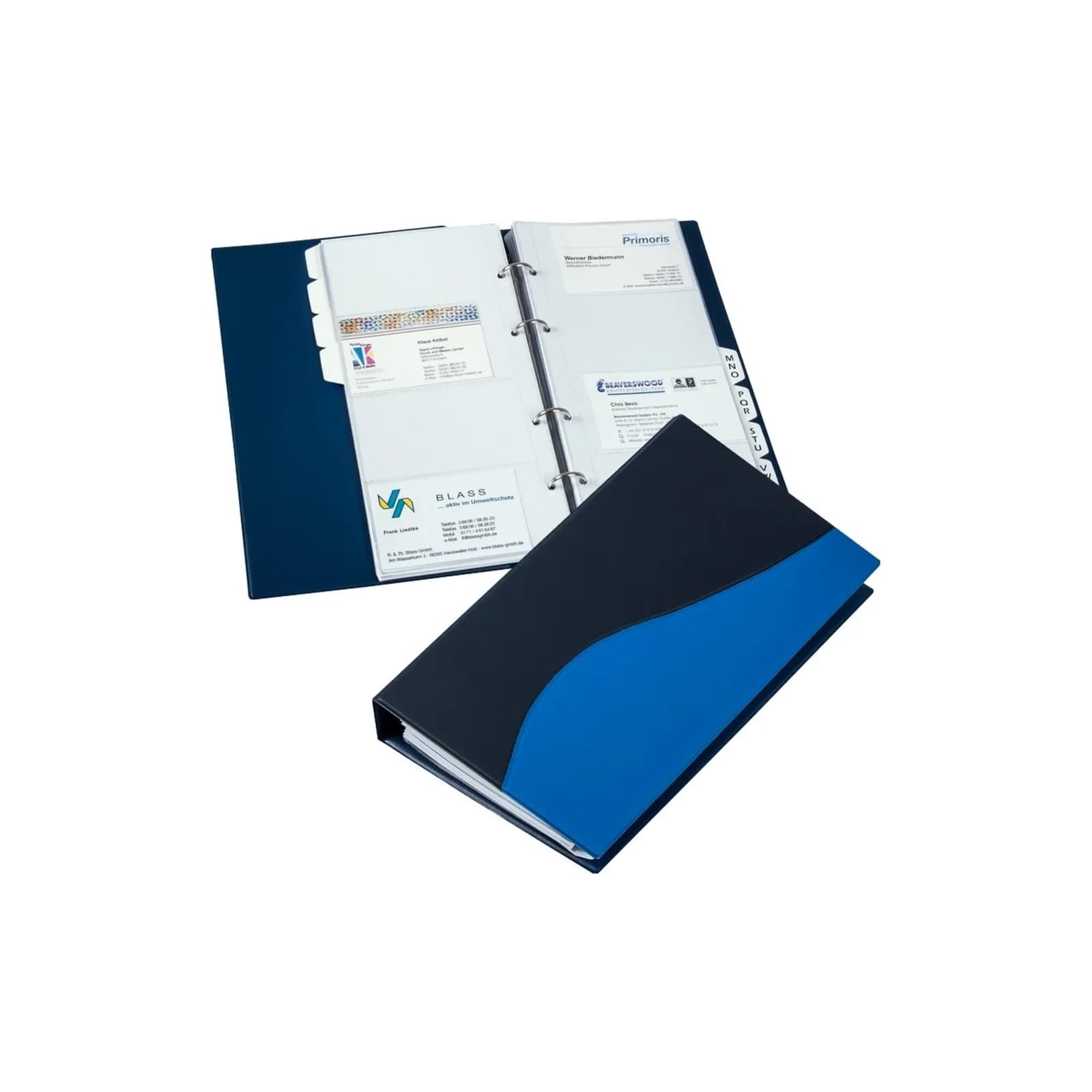Eichner Visitenkartenbuch, schmal mit Register, blau, 25 Hüllen