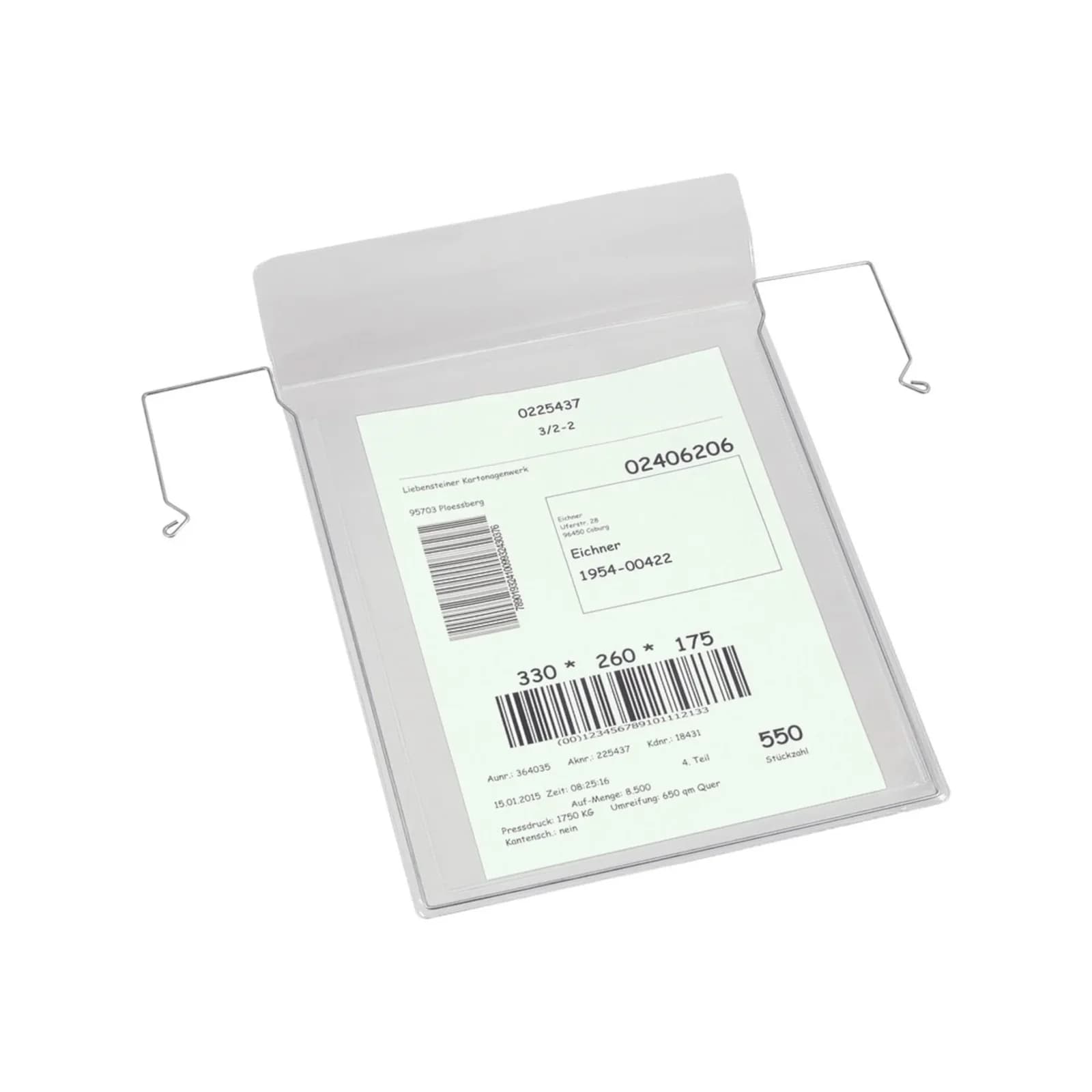 Eichner Drahtbügeltasche A4 hoch + Klappe Transparent
