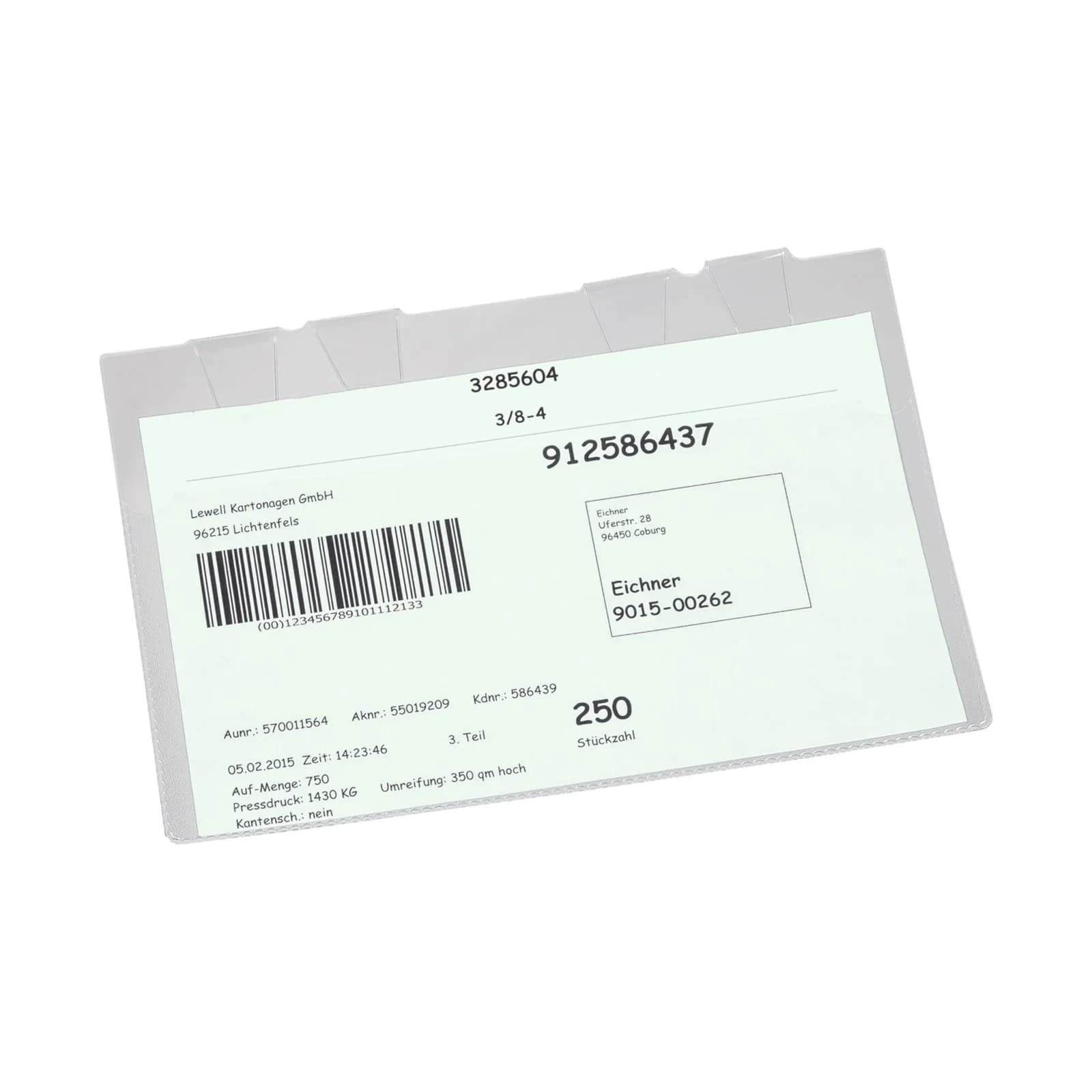 Eichner Hängetasche A4 quer 10er Pack Robuste Hartfolie Transparent