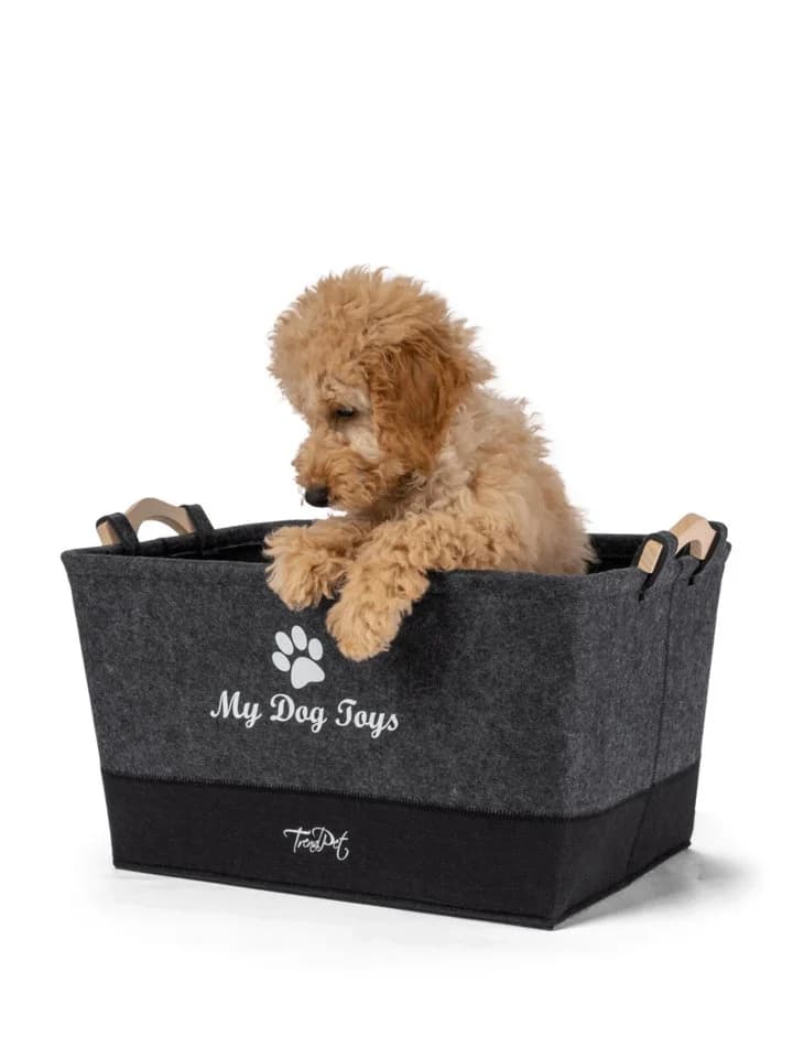 TrendPet Aufbewahrungsbox MyDogToys Spielzeugkörbchen Grau Filz - Bild 3