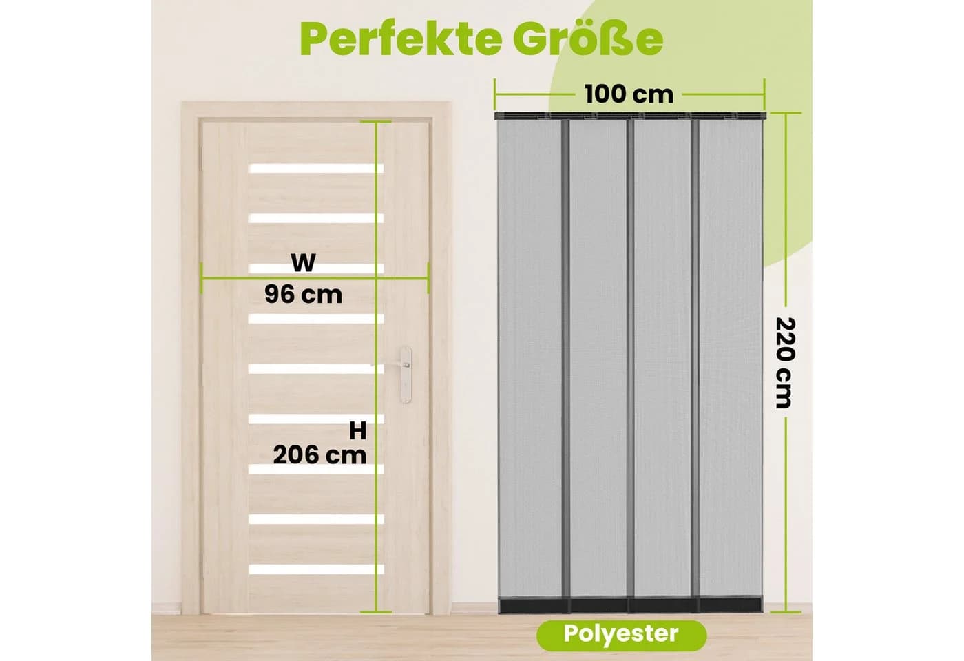 easylife Insektenschutz-Vorhang Fliegengitter Vorhang mit Gewichten 100 x 220 cm, Anthrazit