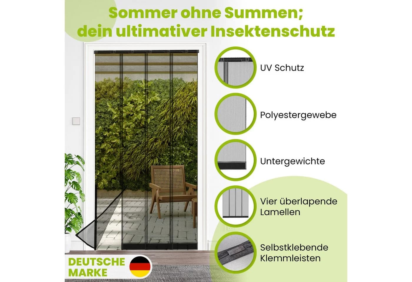 easylife Insektenschutz-Vorhang Lamellenvorhang Schwarz UV-stabil - Bild 3