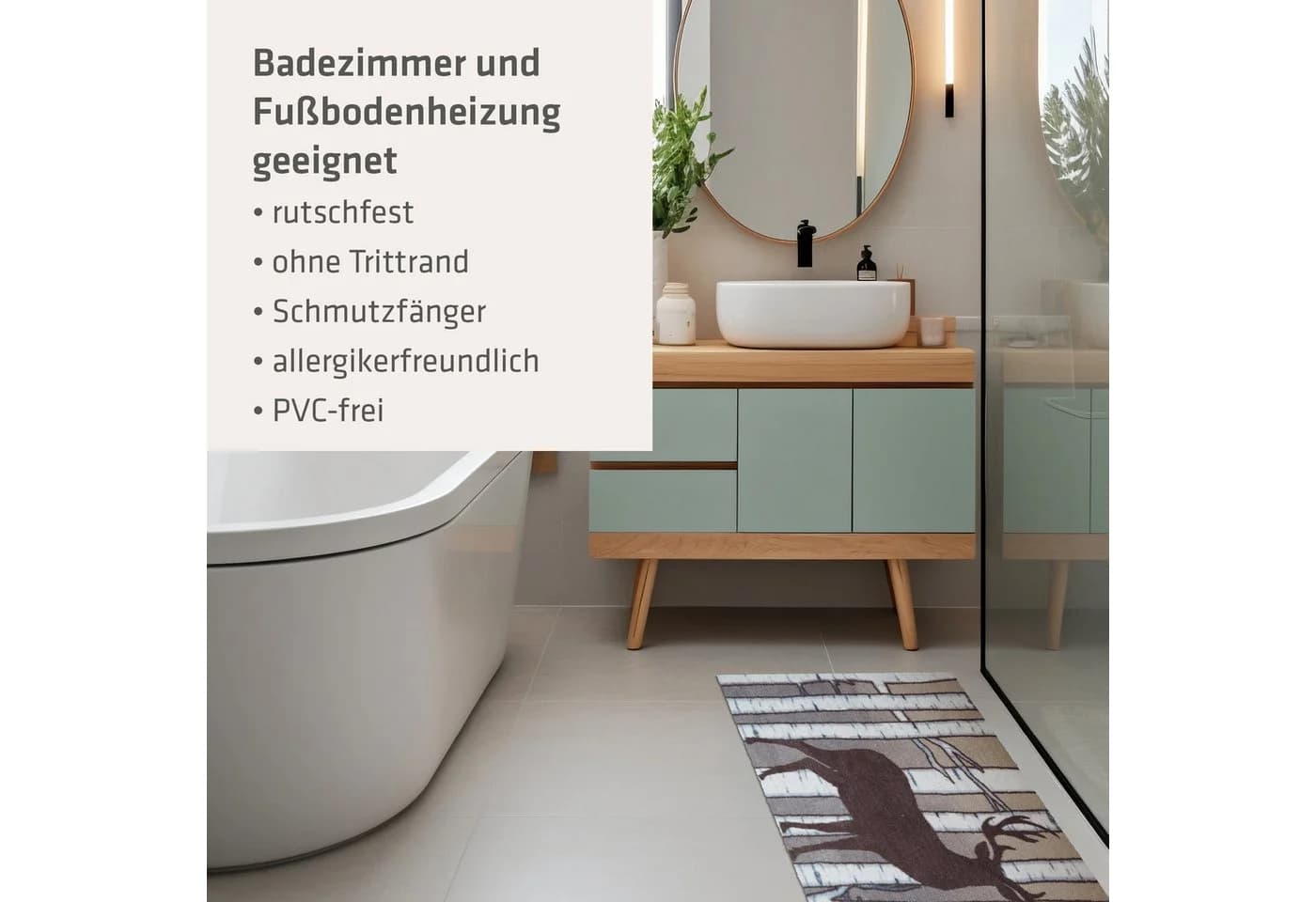 akzente Fußmatte Feel Birch Deer Modern Grau Beige - Bild 5