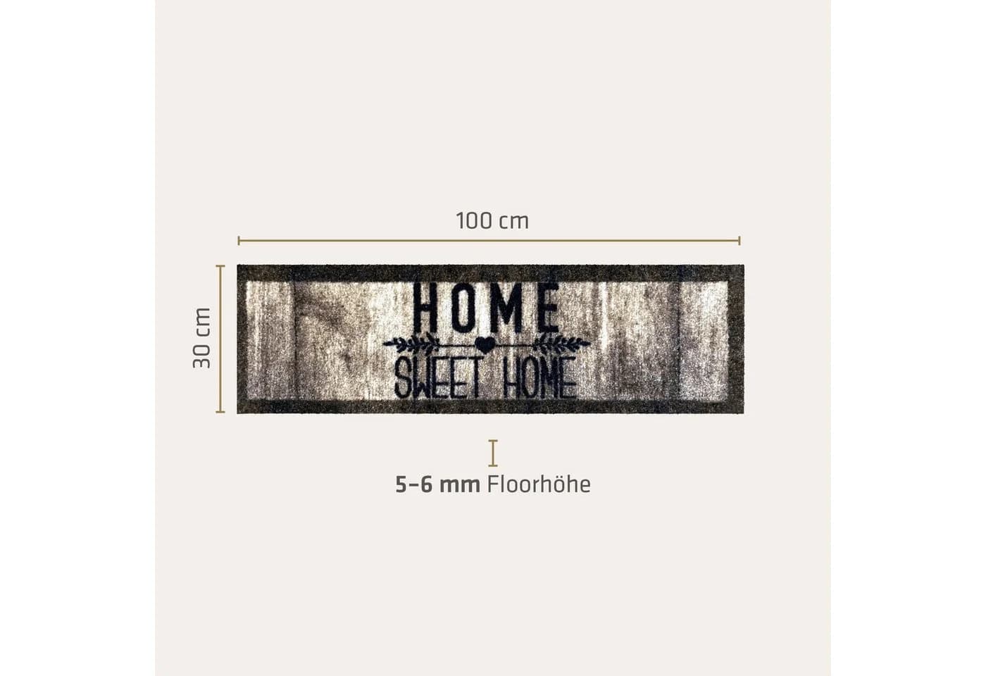 akzente Fußmatte Home Sweet Home Braun Rutschfest PVC-frei