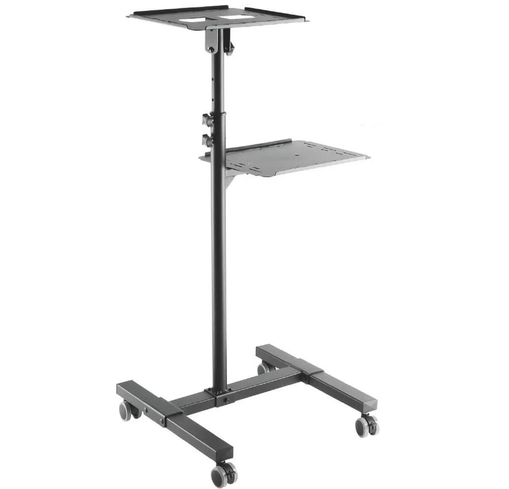 Systafex® Beamertisch Höhenverstellbar Schwarz mit Ablagen