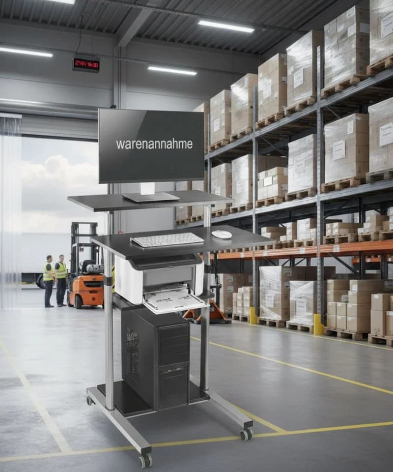 Systafex® Schreibtisch Mobiler PC-Tisch höhenverstellbar – Steh-Sitz-Arbeitsplatz mit Rollen - Bild 4