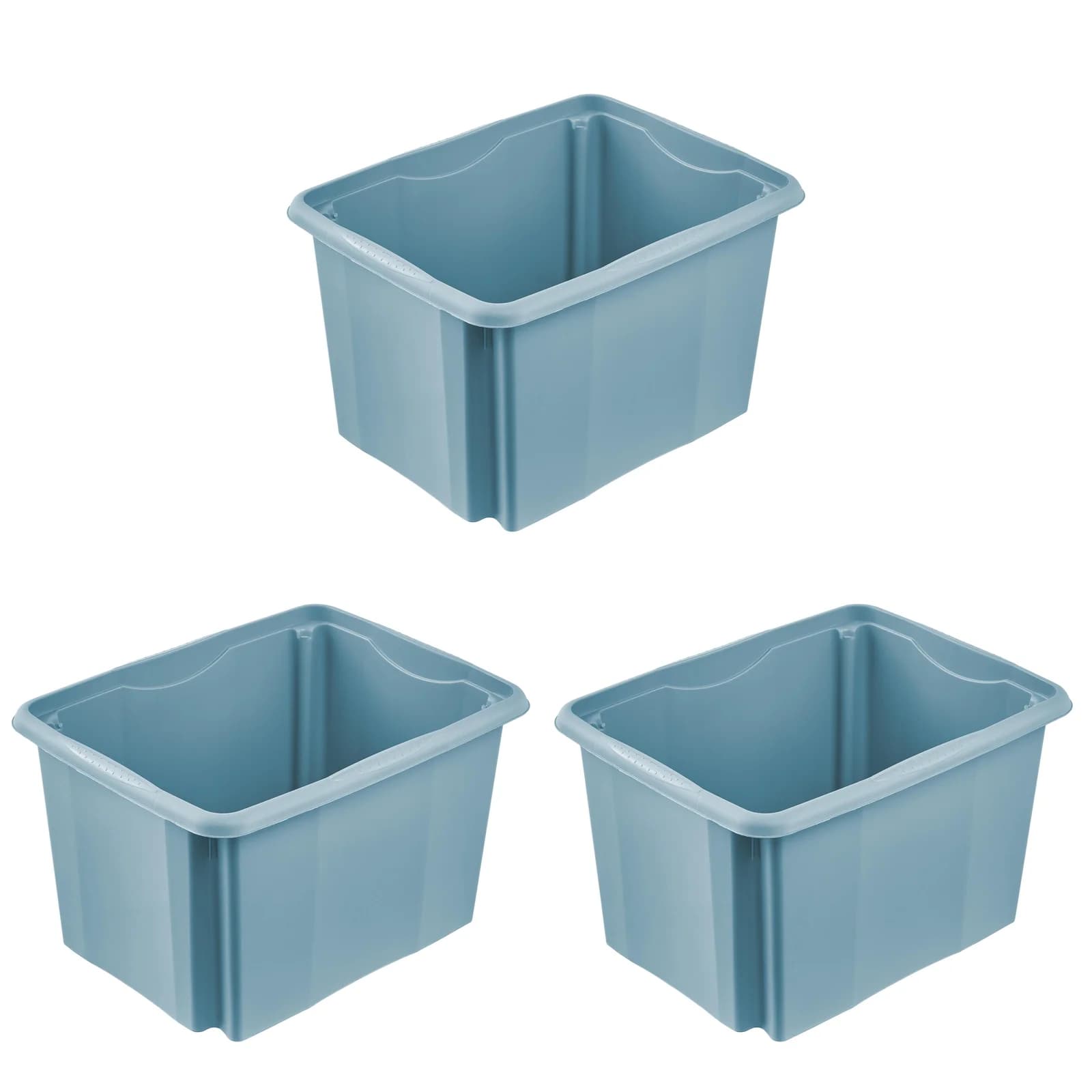 KEEEPER Aufbewahrungsbox Emil 3er Set 30L Blau Stapelbar