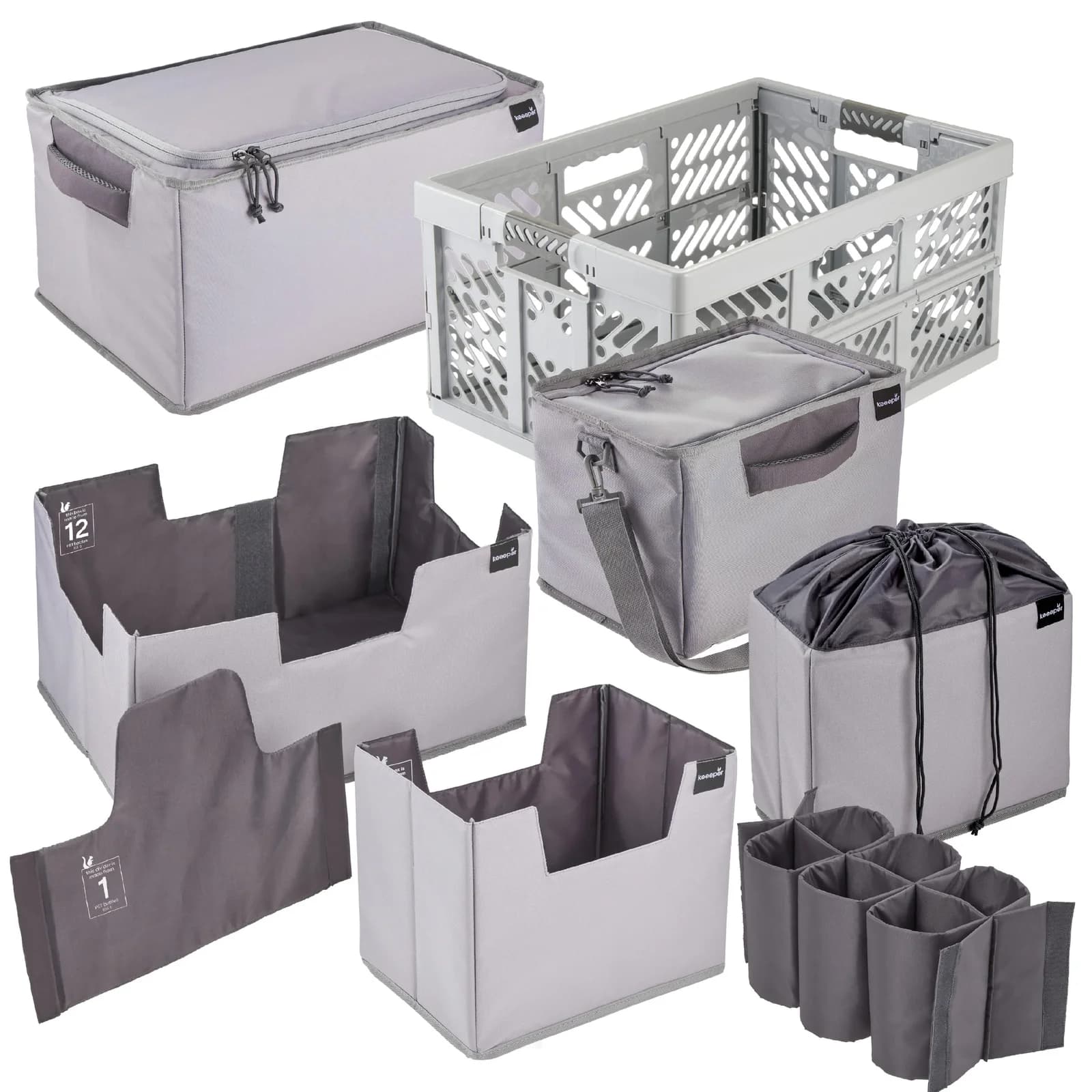 KEEEPER Klappbox 45 l mit 5x faltbaren Boxen und Isoliertaschen