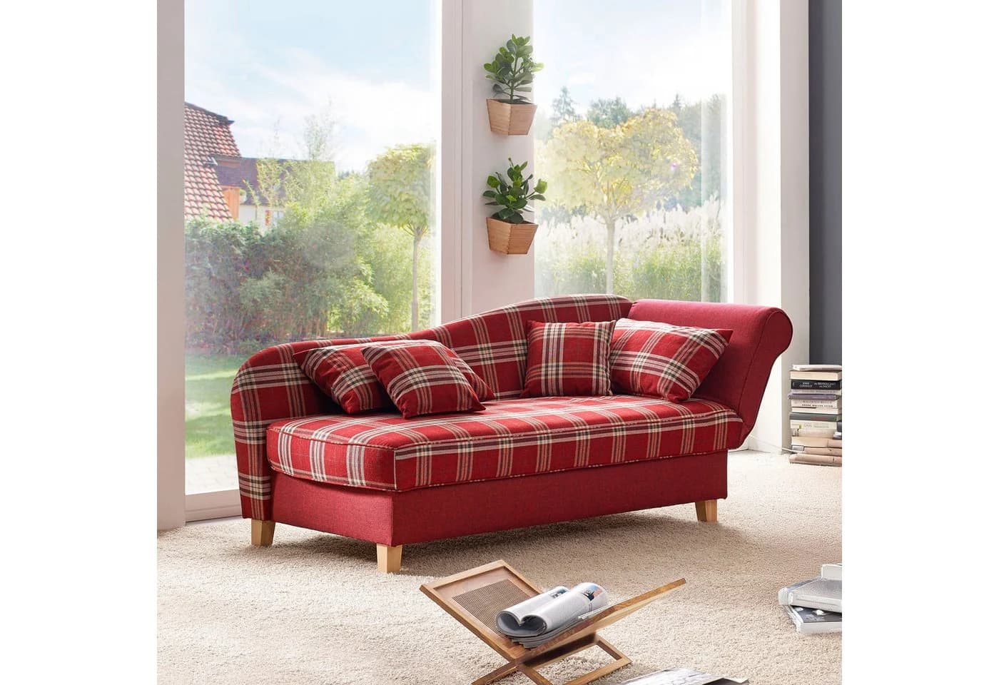 Max Winzer® Recamiere Selma Rot mit klappbarem Armteil und Bettkasten