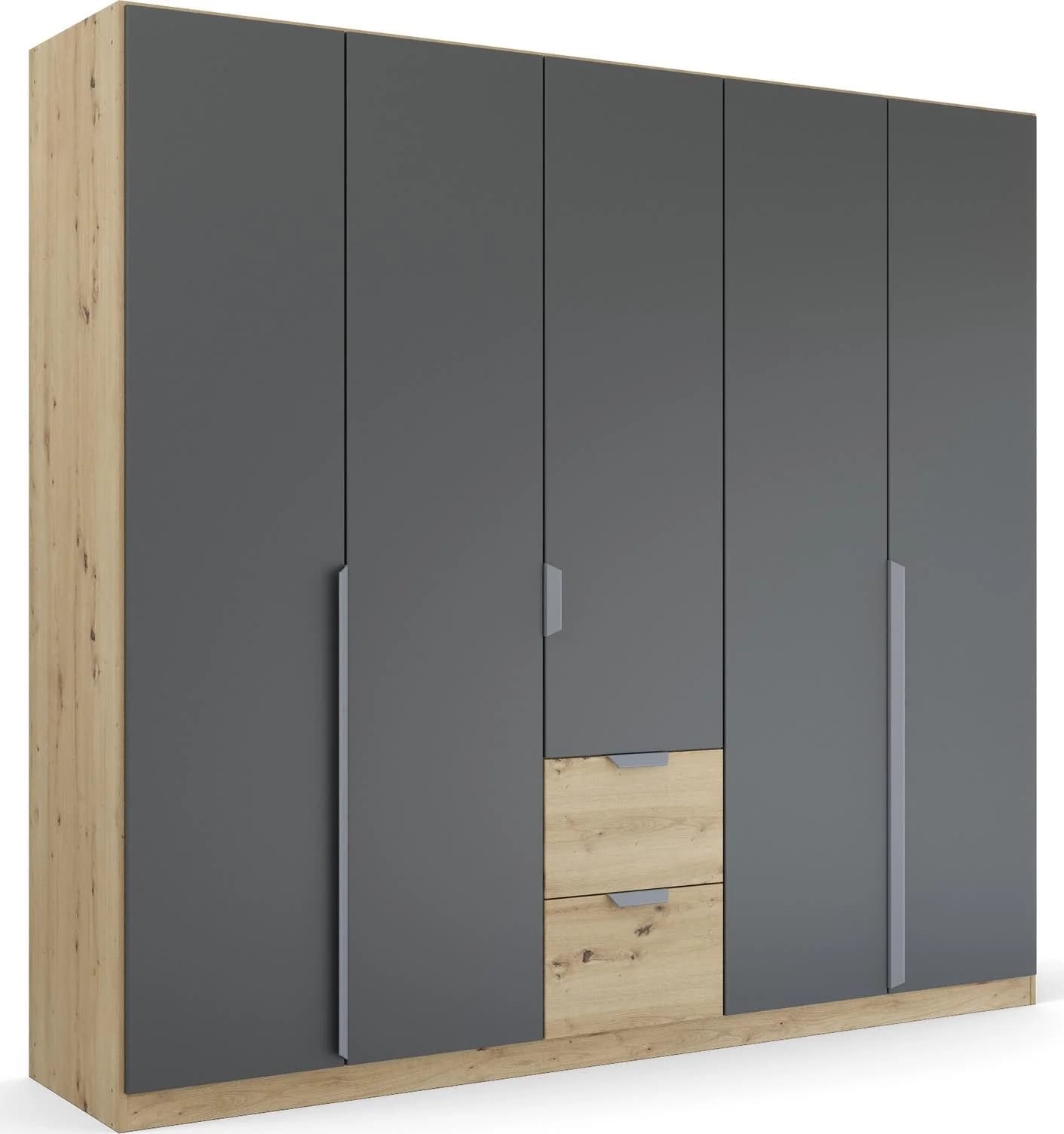 Rauch Kleiderschrank Quadra Spin Drehtürenschrank Eiche Artisan/Grau Metallic
