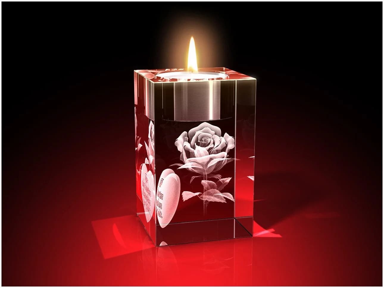 GLASFOTO.COM Teelichthalter Muttertag Rose Innengravur Glas
