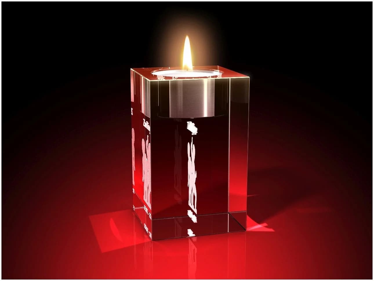 GLASFOTO.COM Teelichthalter Kristallglas mit Innengravur