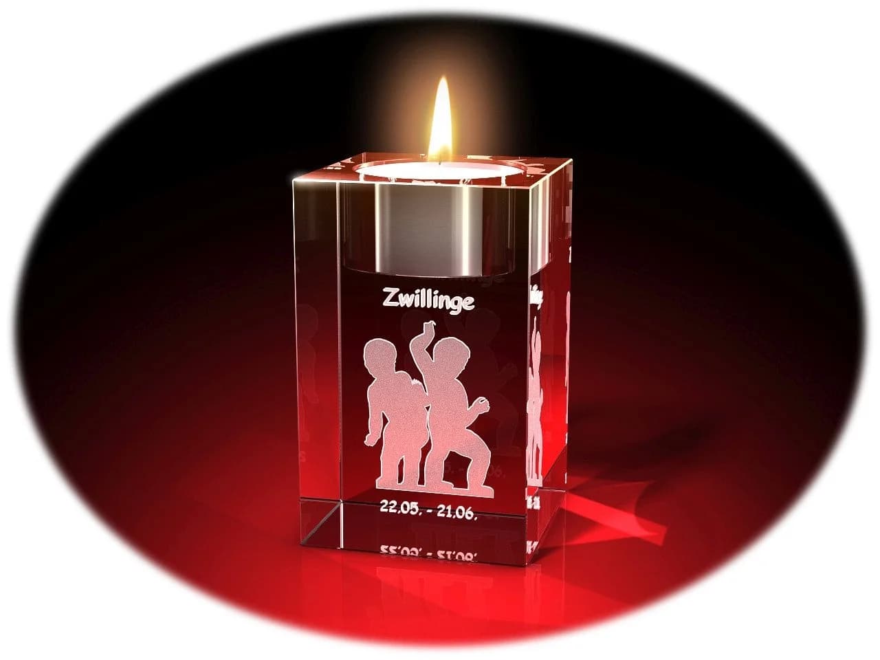 GLASFOTO.COM Teelichthalter Kristallglas mit Innengravur - Bild 2