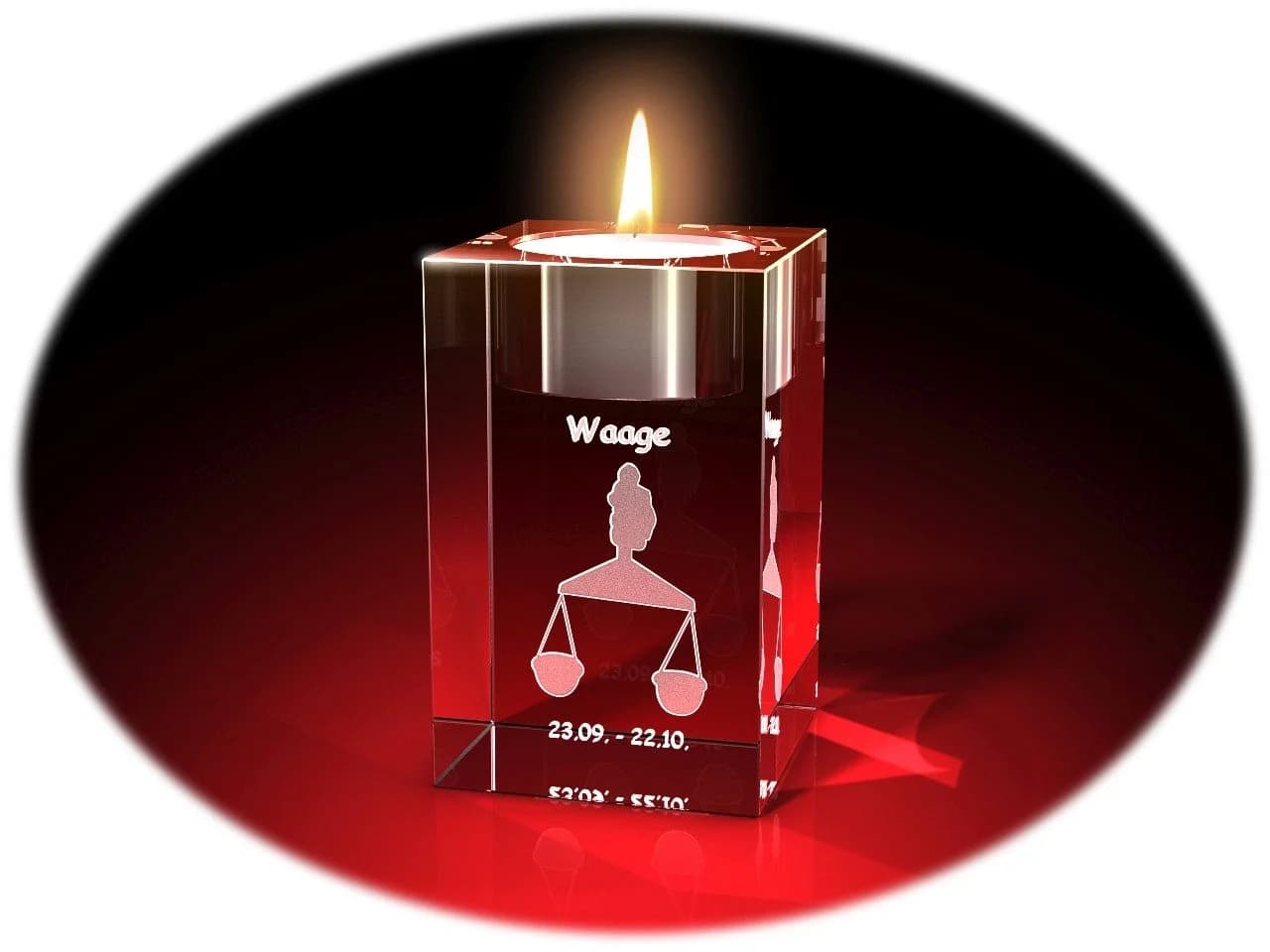 GLASFOTO.COM Teelichthalter Kristallglas mit Sternzeichen Innengravur - Bild 2