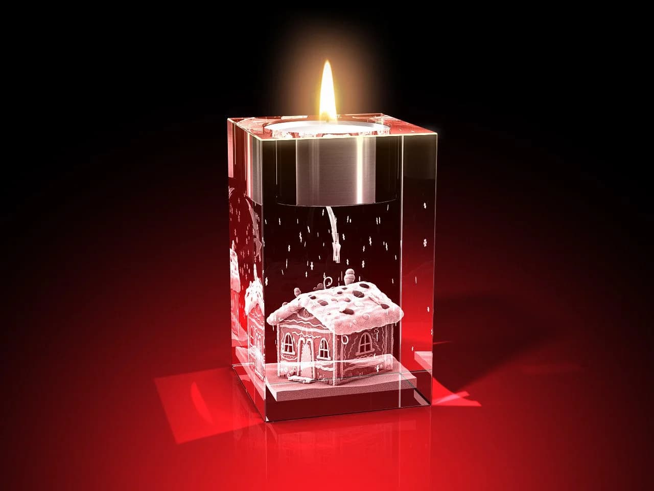 GLASFOTO.COM Teelichthalter Advents-Teelichthalter Kristallglas 3D-Motive