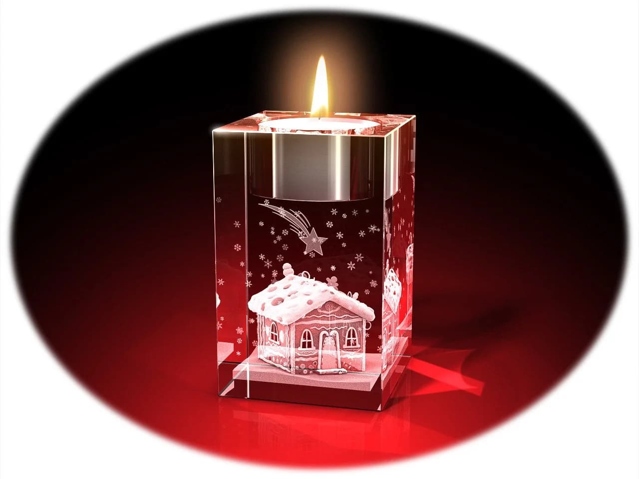 GLASFOTO.COM Teelichthalter Advents-Teelichthalter Kristallglas 3D-Motive - Bild 2