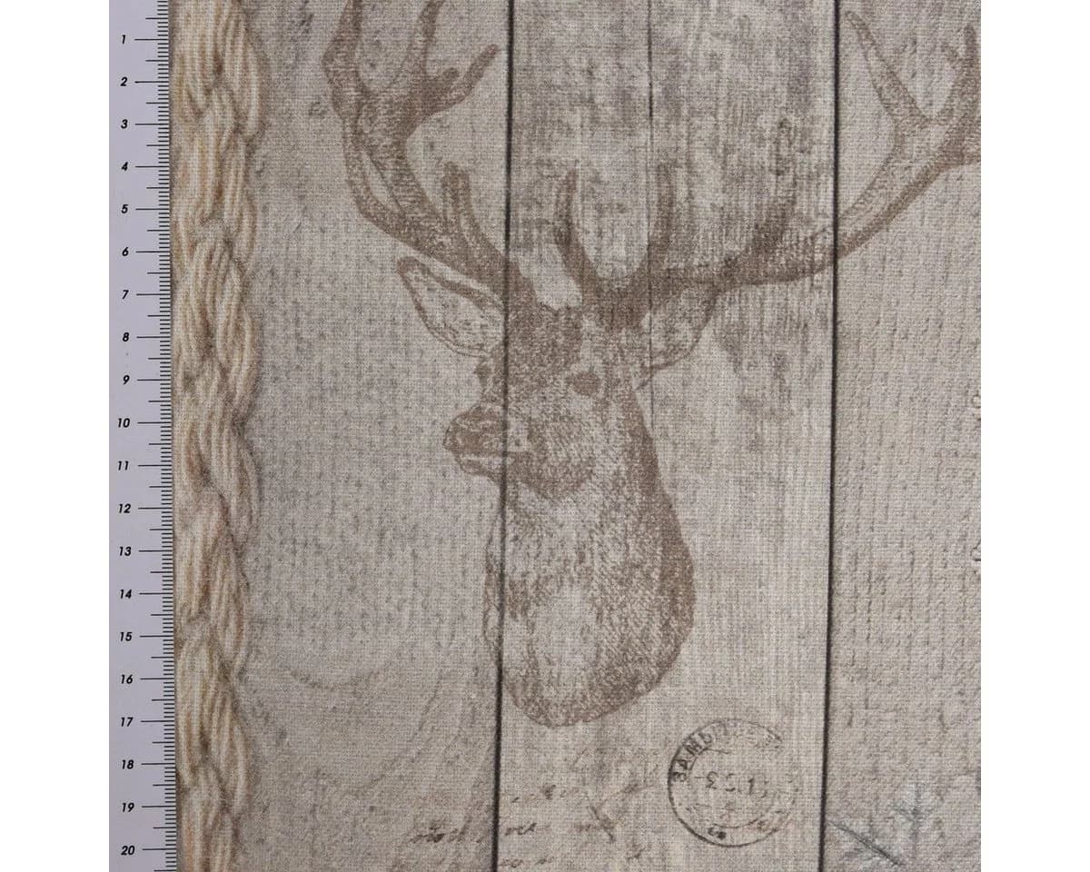SCHÖNER LEBEN. Tischdecke Hirschkopf Natur Braun Baumwolle - Bild 5
