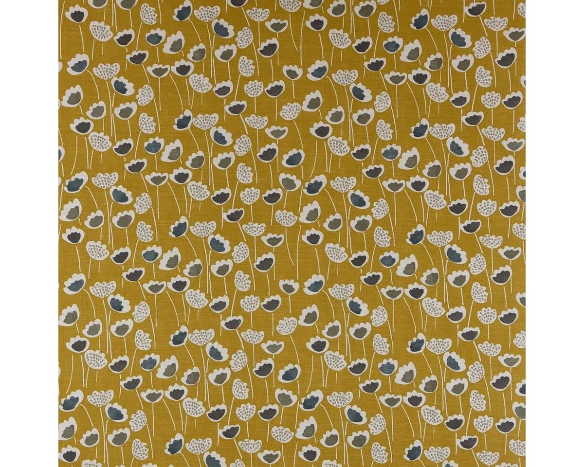 SCHÖNER LEBEN. Kissenhülle Clara Saffron Blumen Senfgelb Ocker Blau - Bild 3