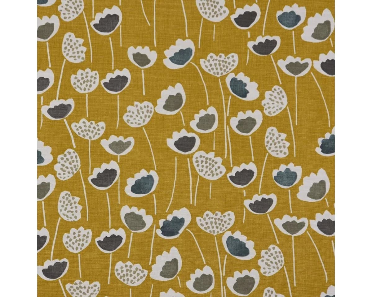 SCHÖNER LEBEN. Kissenhülle Clara Saffron Blumen Senfgelb Ocker Blau - Bild 4
