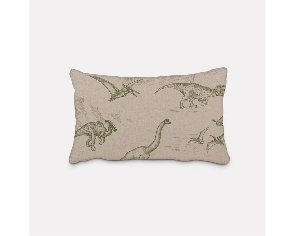 SCHÖNER LEBEN. Dekokissen Kissenhülle Dinosaurier natur grün 30x50cm - Bild 2