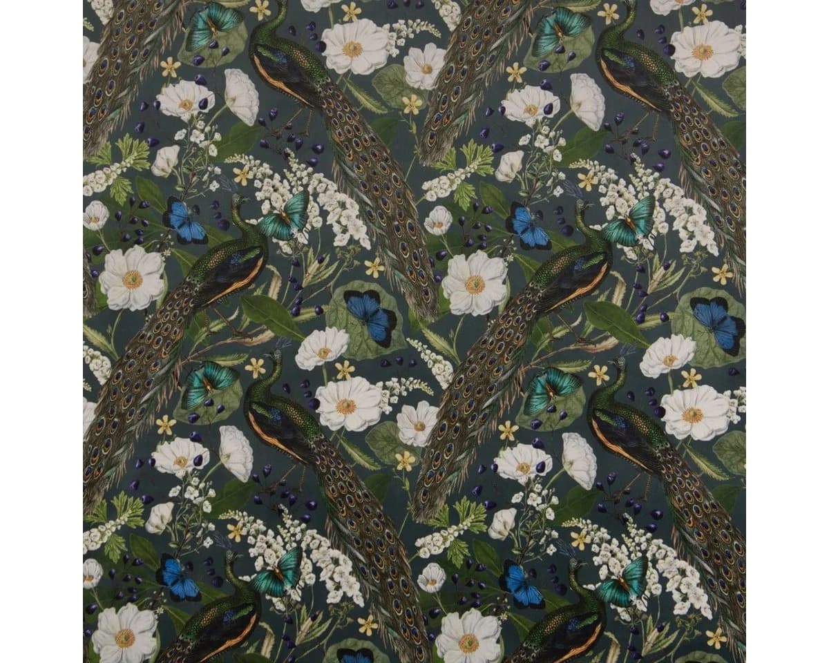 SCHÖNER LEBEN. Vorhang Velvet Deluxe Samt Pfau Blüten Petrol 245cm - Bild 4