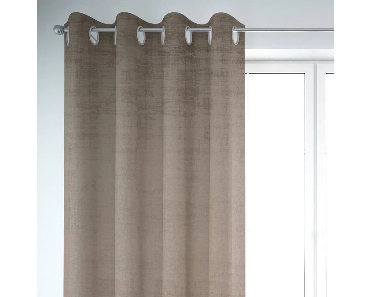 SCHÖNER LEBEN. Vorhang Velvet Marble Samt uni sand 245cm, Ösen, blickdicht - Bild 2