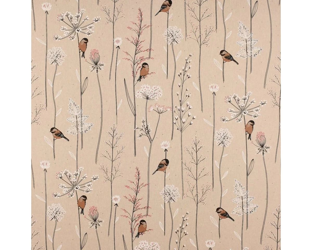SCHÖNER LEBEN. Vorhang Soft Branch Blüten Gräser Vögel Naturrosa 2, Ösen, Blickdicht, Kunstfaser, Handmade - Bild 3