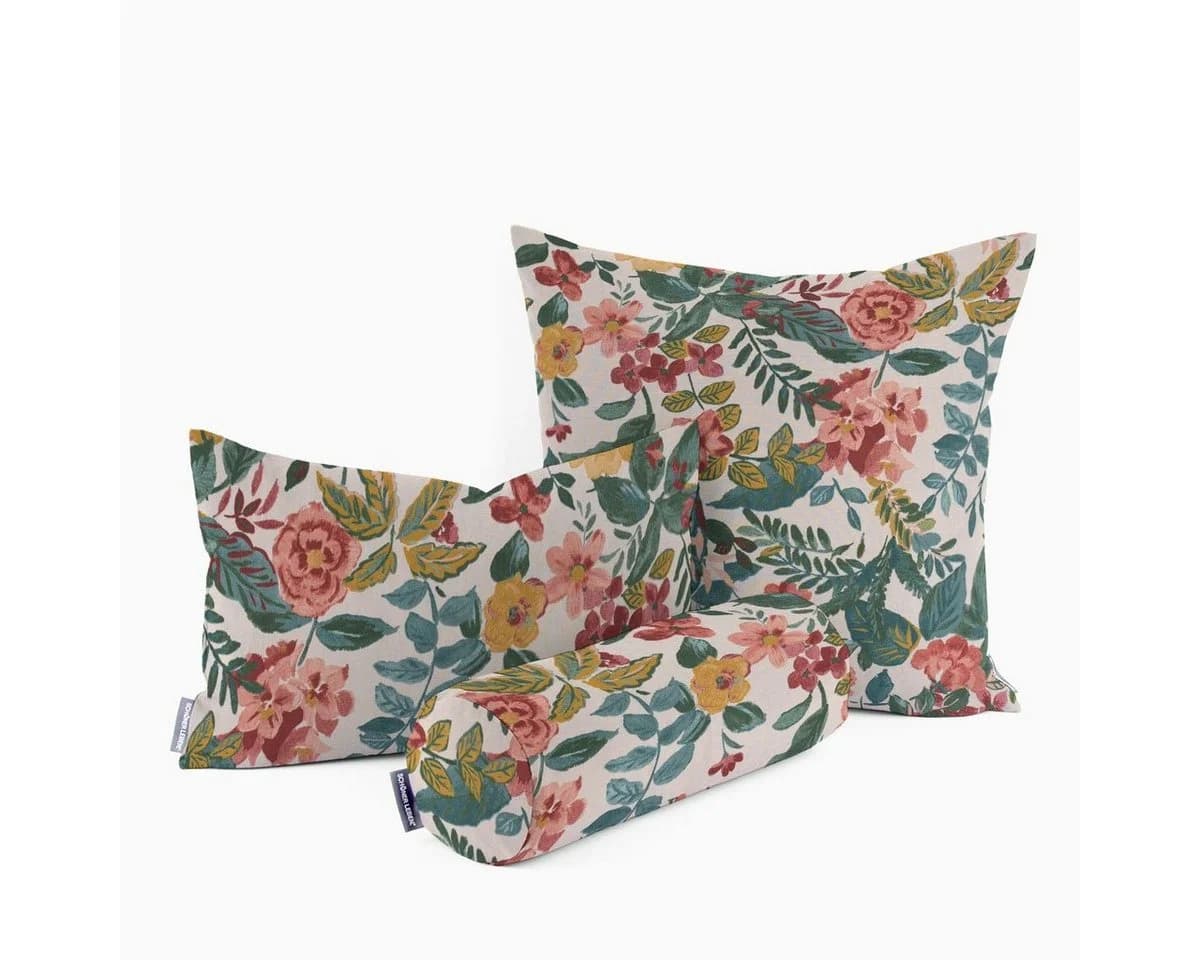 SCHÖNER LEBEN. Dekokissen Kissenhülle STUDIO G Panama Posy Blush bunt